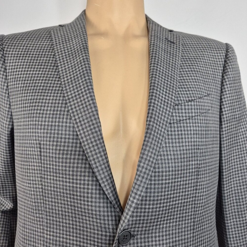 John Varvatos Star Bleecker sport coat Size 40 R gray check jacket 100% wool (37 - Picture 2 of 16